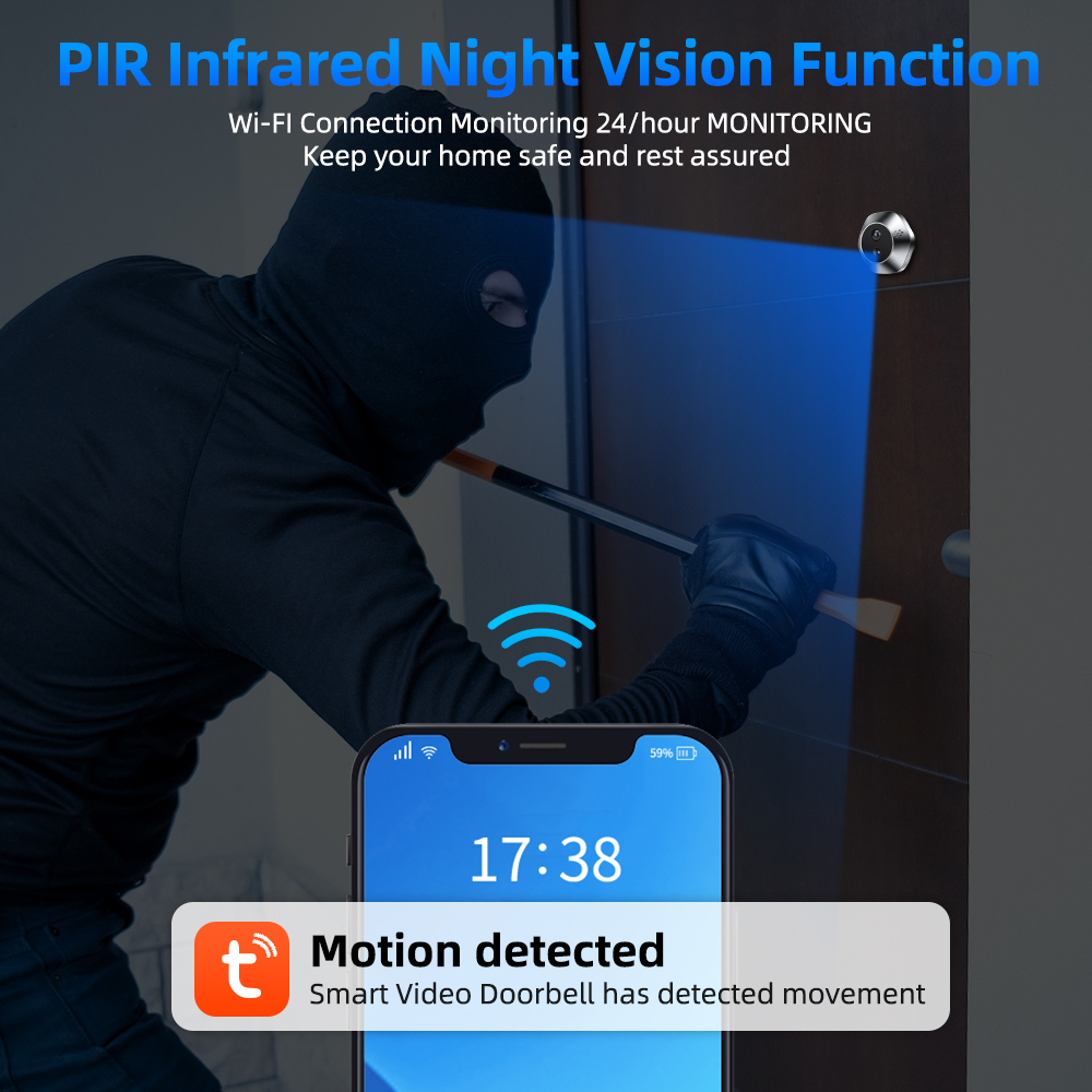 1080P WiFi Peephole Tuya Smart - Smart Home Video ulasan dan harga